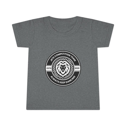 "Jeté Competition Team – Always Keep Dancing" Toddler Dance T-Shirt – Collegiate-Inspired Emblem Graphic Short Sleeve Tee for Kids