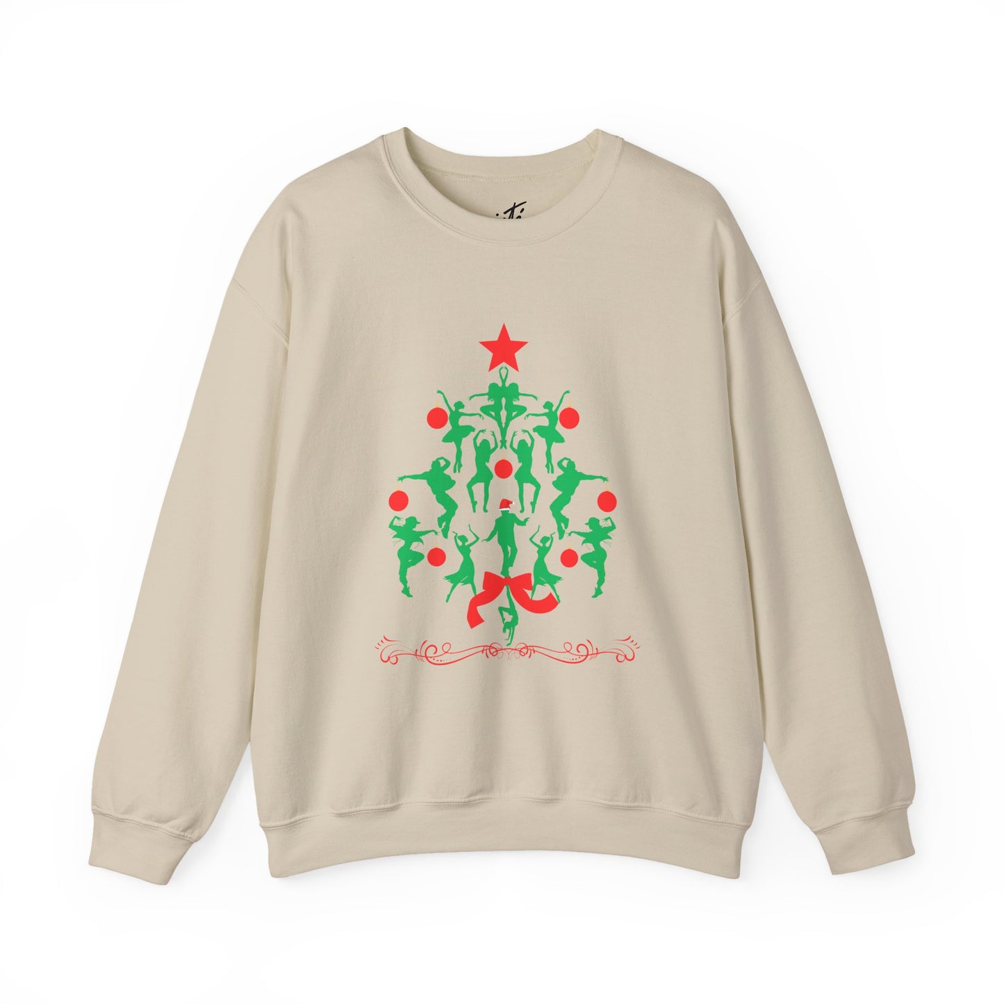 "Christmas Tree Dancer Silhouette" ADULT SWEATSHIRT Unisex Heavy Blend Crewneck – Festive Ballet & Dance Holiday Sweatshirt for Dancers, Teachers, and Studios