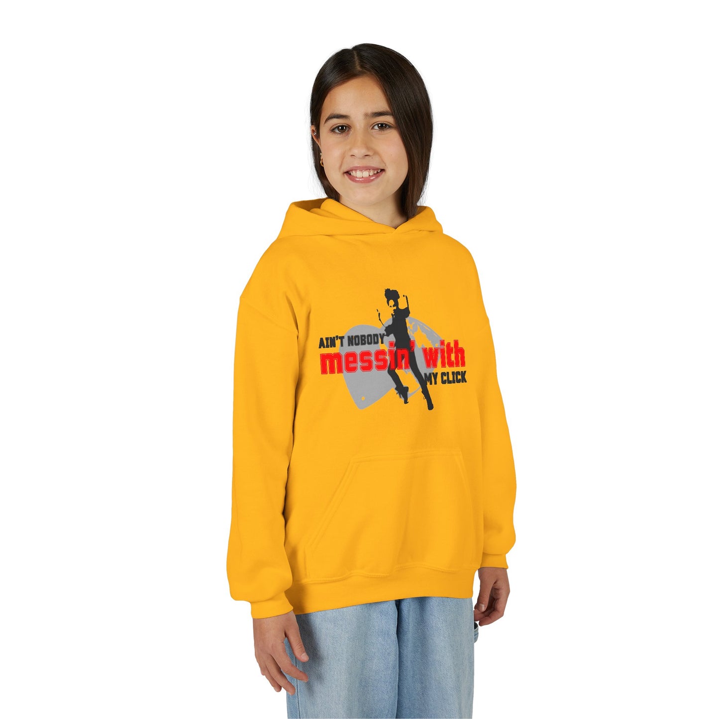 “Ain’t Nobody Messin’ with My Click” Tap Dance Graphic with Tap Shoes & Dancer - Unisex Youth Hoodie – Streetwear Tap Dancing Hoodie for Kids & Young Performers
