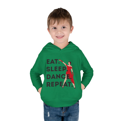 "Eat Sleep Dance Repeat" Toddler Dance Hoodie – Bold Dancer Graphic Fleece Pullover for Kids