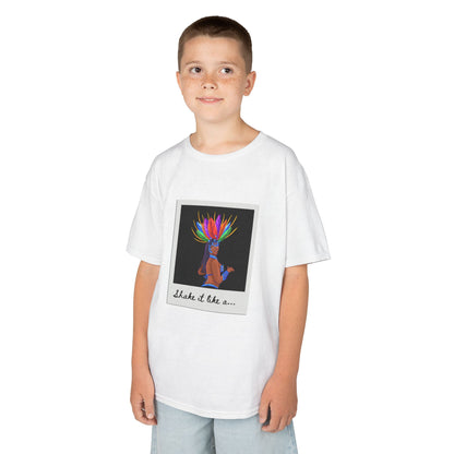 "Shake It Like a..." Youth Short Sleeve Tee – Carnival-Inspired Samba Dancer Graphic Dance Shirt for Kids