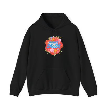 "Dance Mom" Superhero Hoodie – Floral Front Graphic & Fun Back Design | Unisex Hooded Sweatshirt for Proud Dance Parents