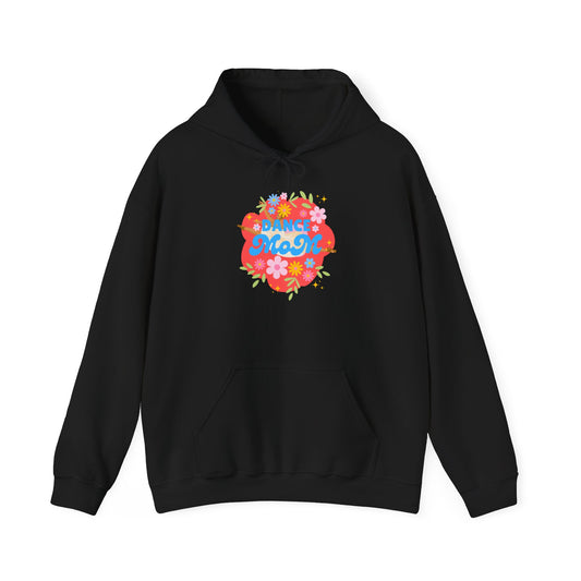 "Dance Mom" Superhero Hoodie – Floral Front Graphic & Fun Back Design | Unisex Hooded Sweatshirt for Proud Dance Parents