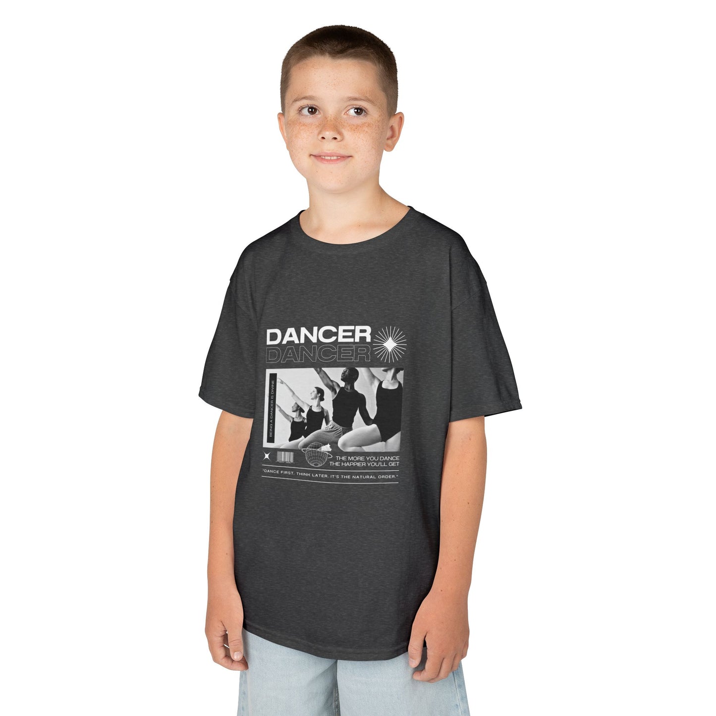 “Dancer” Youth Short Sleeve Tee – Young Ballet Dancers at the Barre Streetwear-Inspired Dance Shirt for Kids