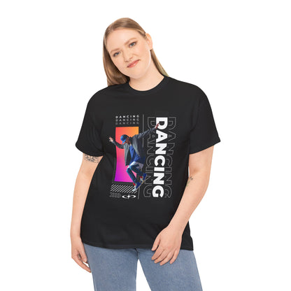 “Dancing” Streetwear-Inspired Male Dancer Unisex Heavy Cotton Tee – Urban Dance Graphic T-Shirt for Performers and Dance Lovers