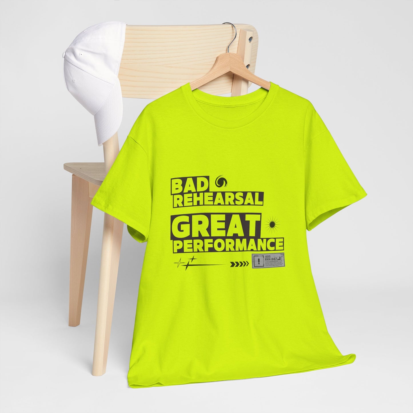 "Bad Rehearsal, Great Performance" Dance Quote Tee – Unisex Heavy Cotton T-Shirt with Streetwear-Inspired Graphic for Dancers