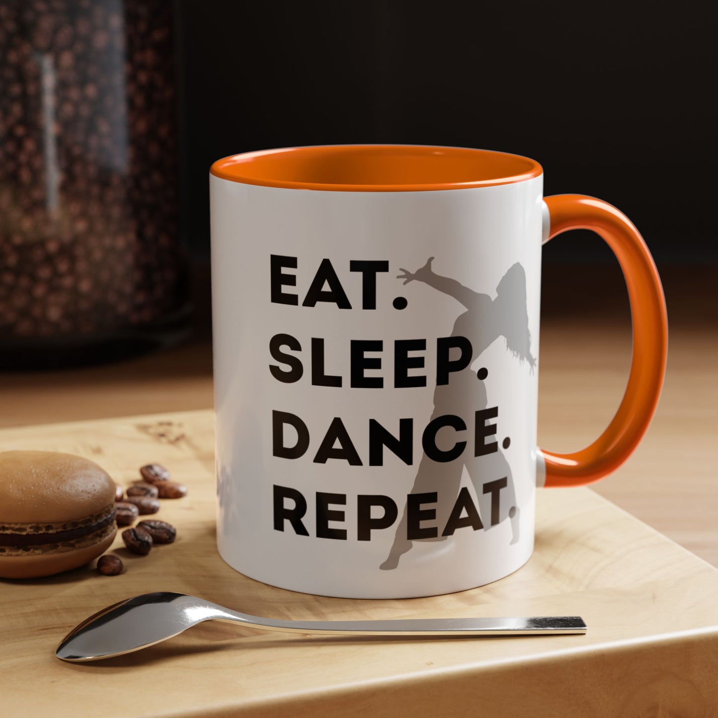 "Eat Sleep Dance Repeat" Accent Coffee Mug – Gray Dancer Graphic Ceramic Mug for Dance Lovers