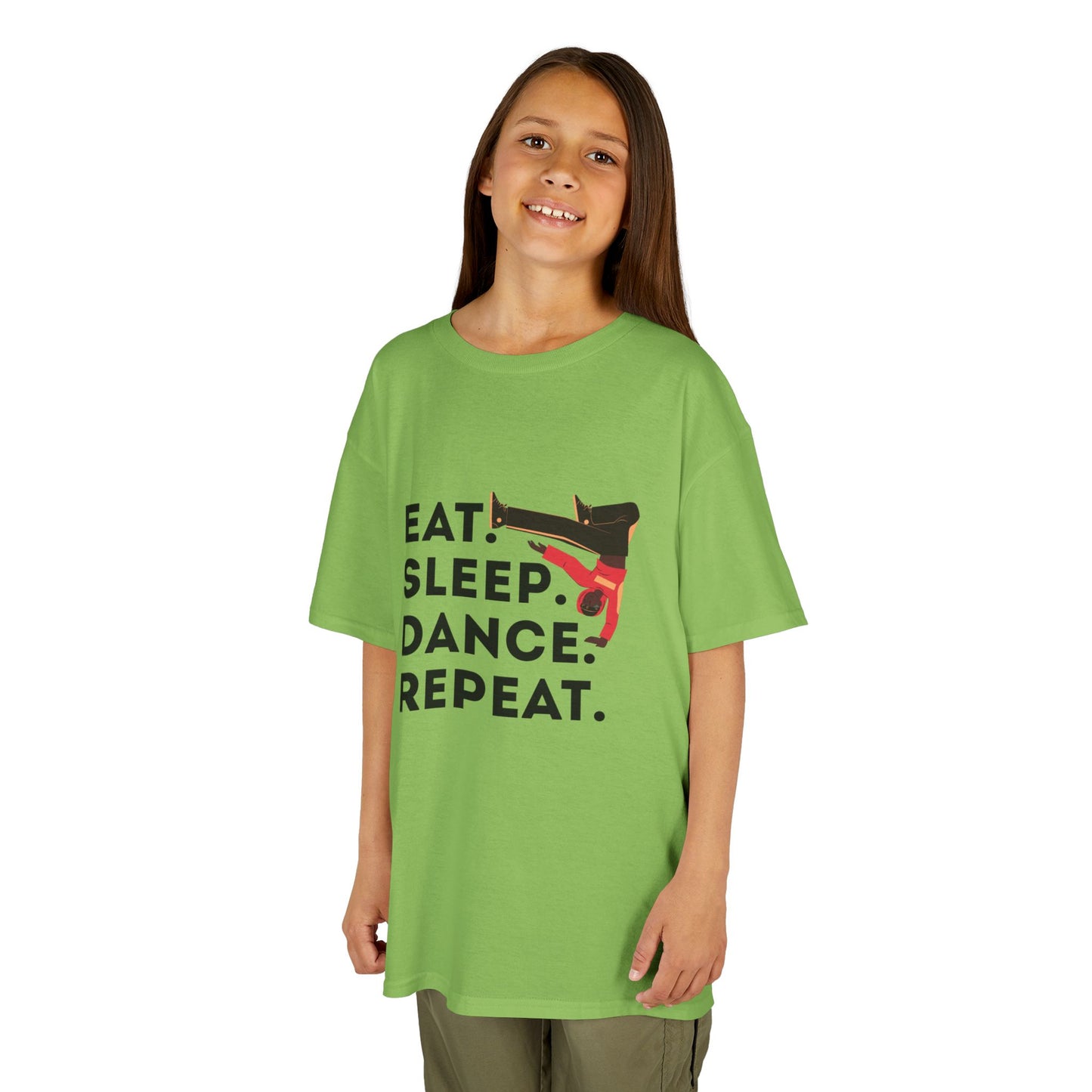 "Eat Sleep Dance Repeat" Youth Short Sleeve Tee – Bold B-Boy Graphic Hip-Hop Dance Shirt for Kids and Young Performers