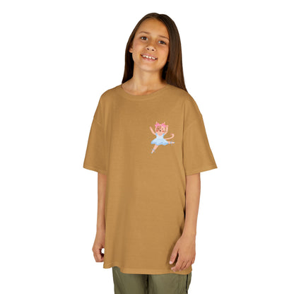 "Every Meow & Then I Dance" – Youth Short Sleeve Tee with Cute Dancing Cat Graphic | Kids’ Dance & Cat Lover T-Shirt