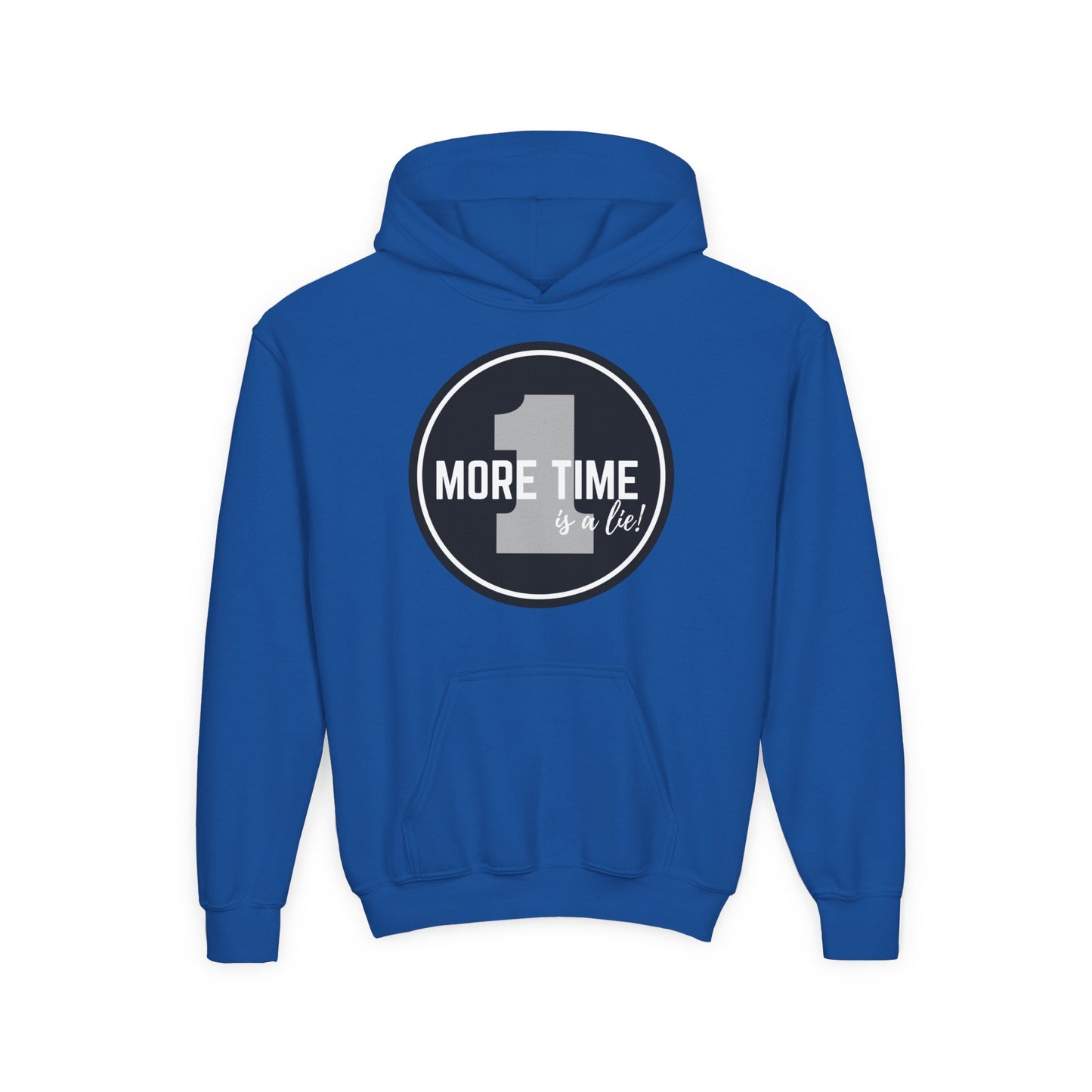 "One More Time Is a Lie" Youth Hooded Sweatshirt – Bold Dance Emblem Graphic Hoodie for Kids and Teens