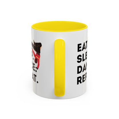 "Eat Sleep Dance Repeat" Accent Coffee Mug – Bold B-Boy Graphic Ceramic Mug for Hip Hop Dancers