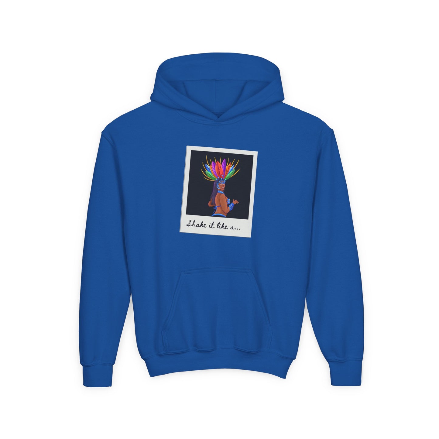 "Shake It Like a..." Youth Hooded Sweatshirt – Carnival-Inspired Samba Dancer Graphic Fleece Hoodie for Kids and Teens