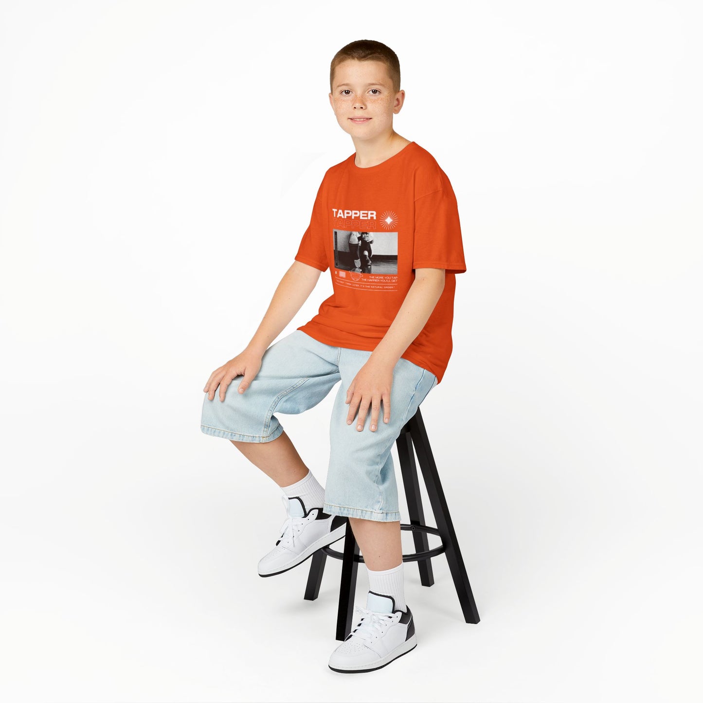 “Tapper” Youth Short Sleeve Tee – Streetwear-Inspired Tap Dance T-Shirt with Tap Shoes Graphic