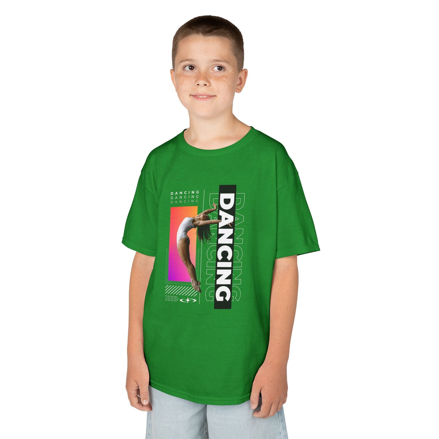“Dancing” Youth Short Sleeve T-Shirt – Streetwear-Inspired Female Dancer Graphic – Stylish Kids Dance Apparel Tee