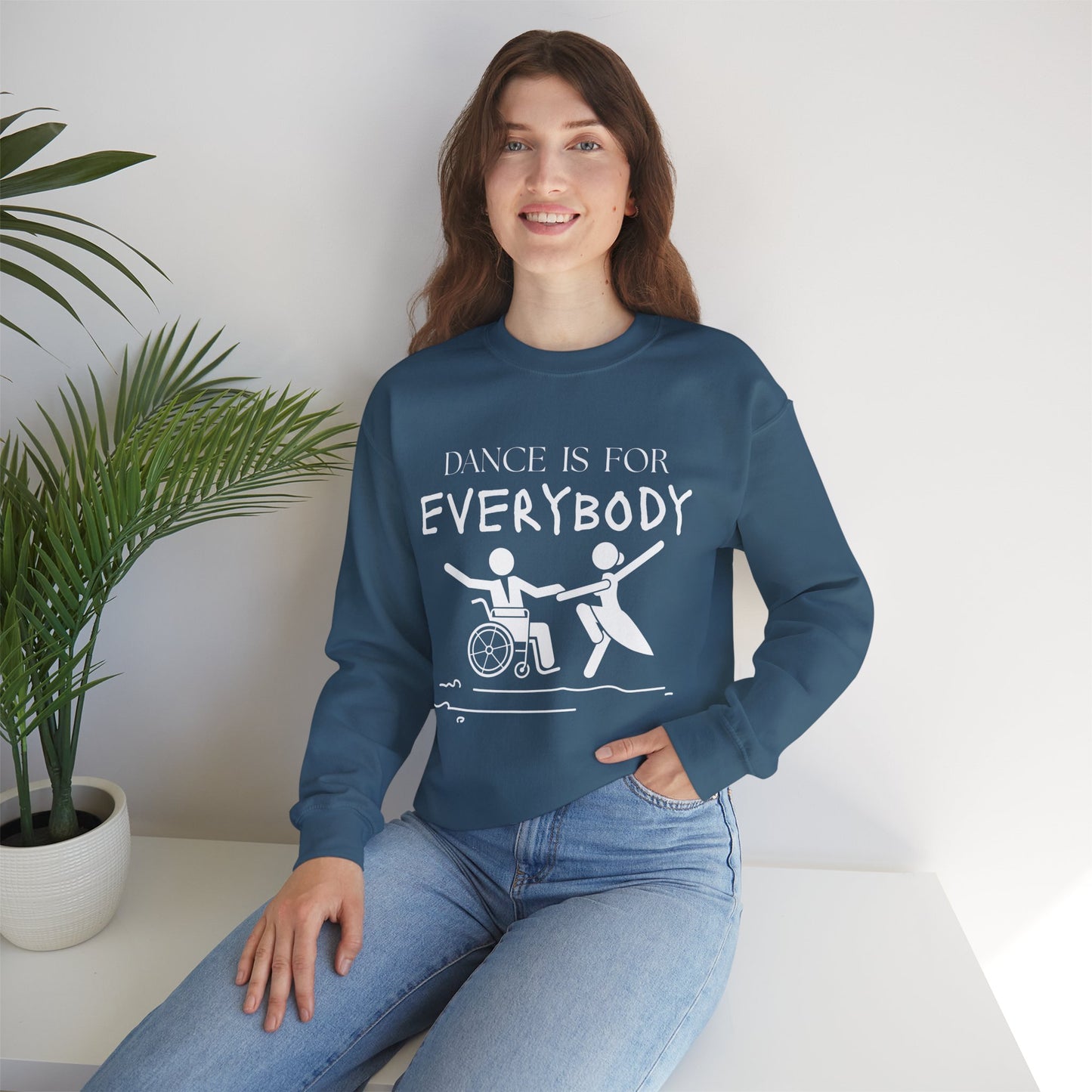 “Dance Is for Everybody” Inclusive Dance Sweatshirt – Unisex Heavy Blend Crewneck with Optional Name or Studio Personalization