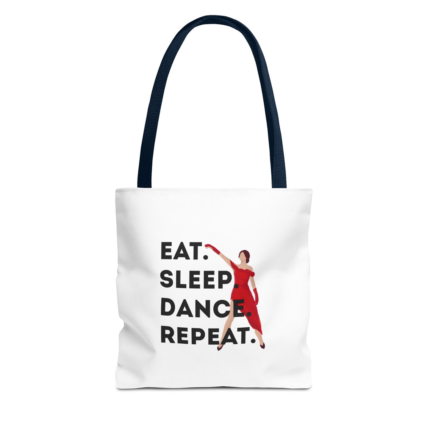 "Eat Sleep Dance Repeat" Canvas Tote Bag – Bold Dancer Graphic Dance Bag for Studio, School & Everyday Use