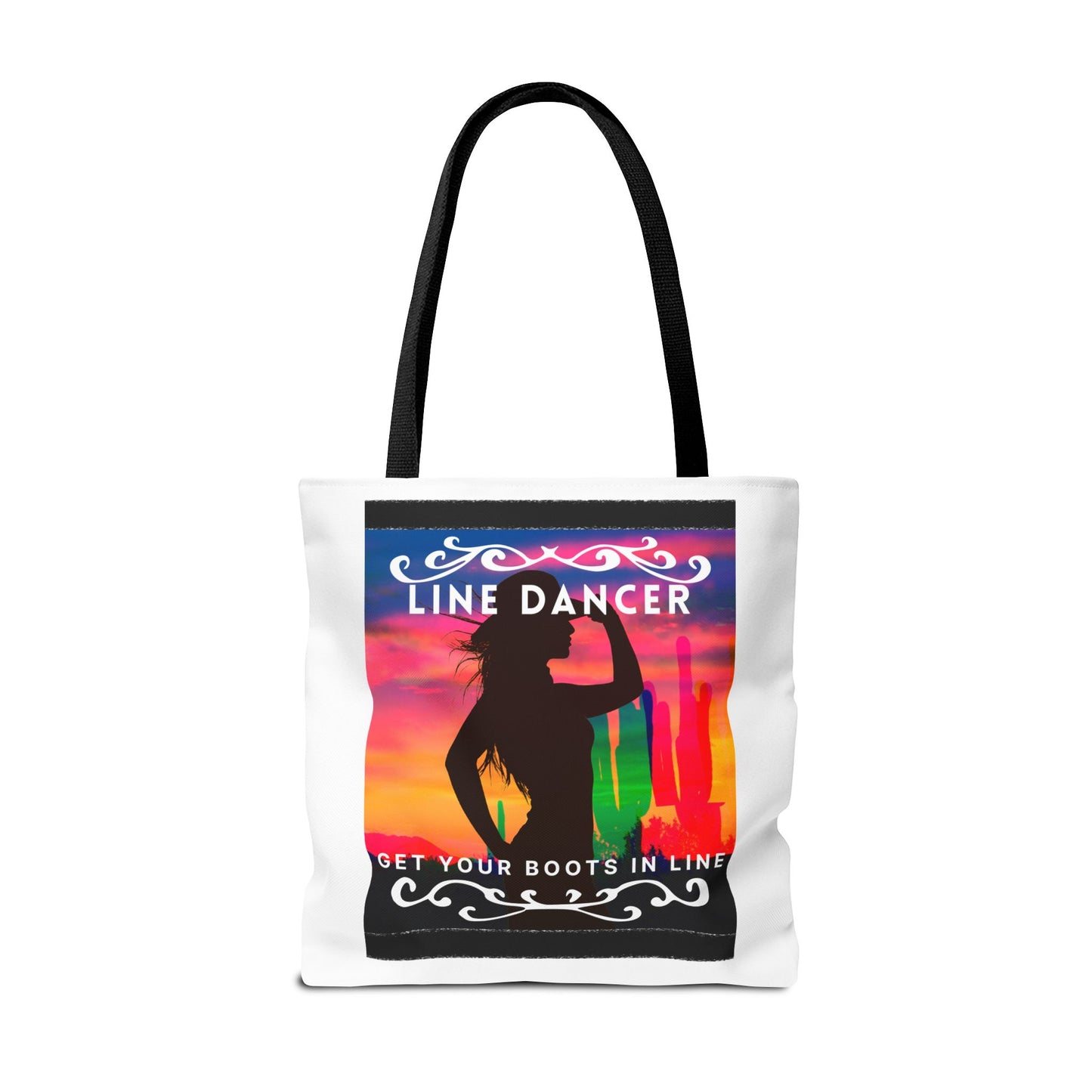 "Line Dancer, Boots on the Ground” Canvas Tote Bag – Cowgirl Graphic | Western Dance Bag for Country Lovers & Line Dancing Fans