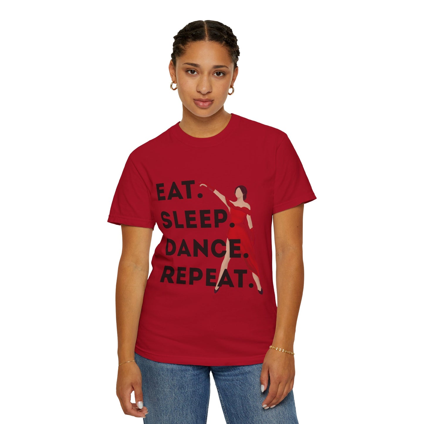 "Eat Sleep Dance Repeat" Unisex Garment-Dyed T-Shirt – Bold Dancer Graphic Tee – Dance Lifestyle Shirt for Performers & Enthusiasts