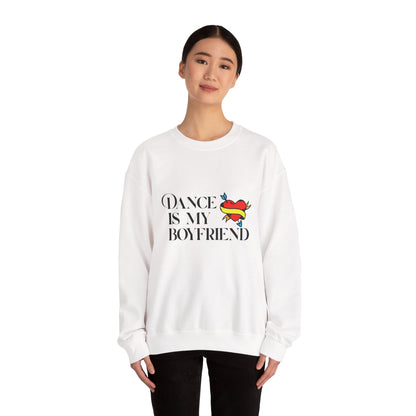 Dance Is My Boyfriend Unisex Crewneck Sweatshirt – Cute Heart Tattoo Graphic Dance Lover Pullover