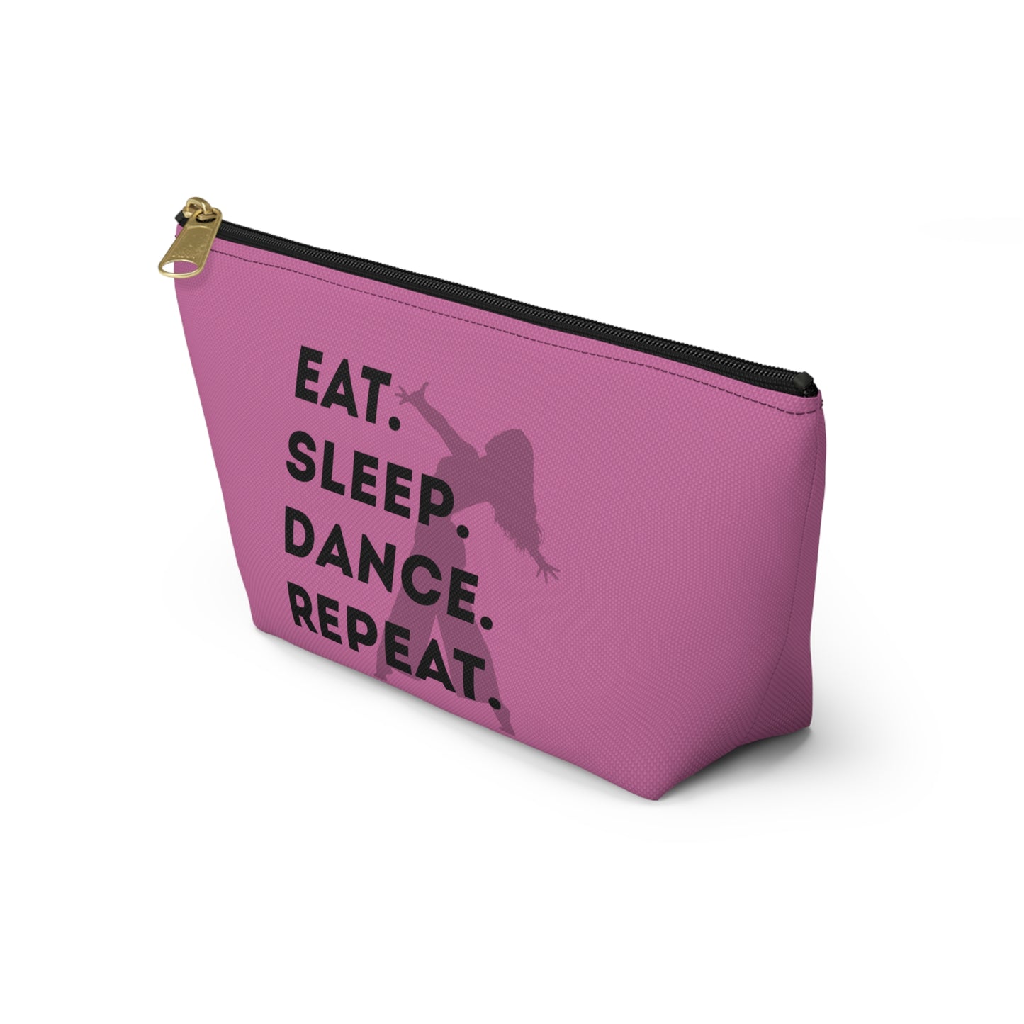 “Eat Sleep Dance Repeat” Makeup Bag – Bold Dancer Graphic – Dance-Themed Zipper Pouch for Cosmetics, Accessories & Travel Essentials
