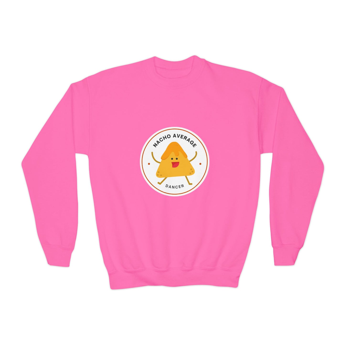 "Nacho Average Dancer" – Funny Youth Crewneck Dance Sweatshirt | Cute Nacho Graphic Kids Pullover
