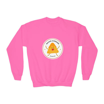 "Nacho Average Dancer" – Funny Youth Crewneck Dance Sweatshirt | Cute Nacho Graphic Kids Pullover