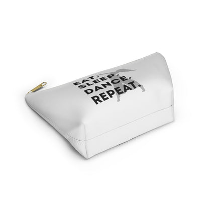 “Eat Sleep Dance Repeat” Makeup Bag – Bold Dancer Graphic – Dance-Themed Zipper Pouch for Cosmetics, Accessories & Travel Essentials