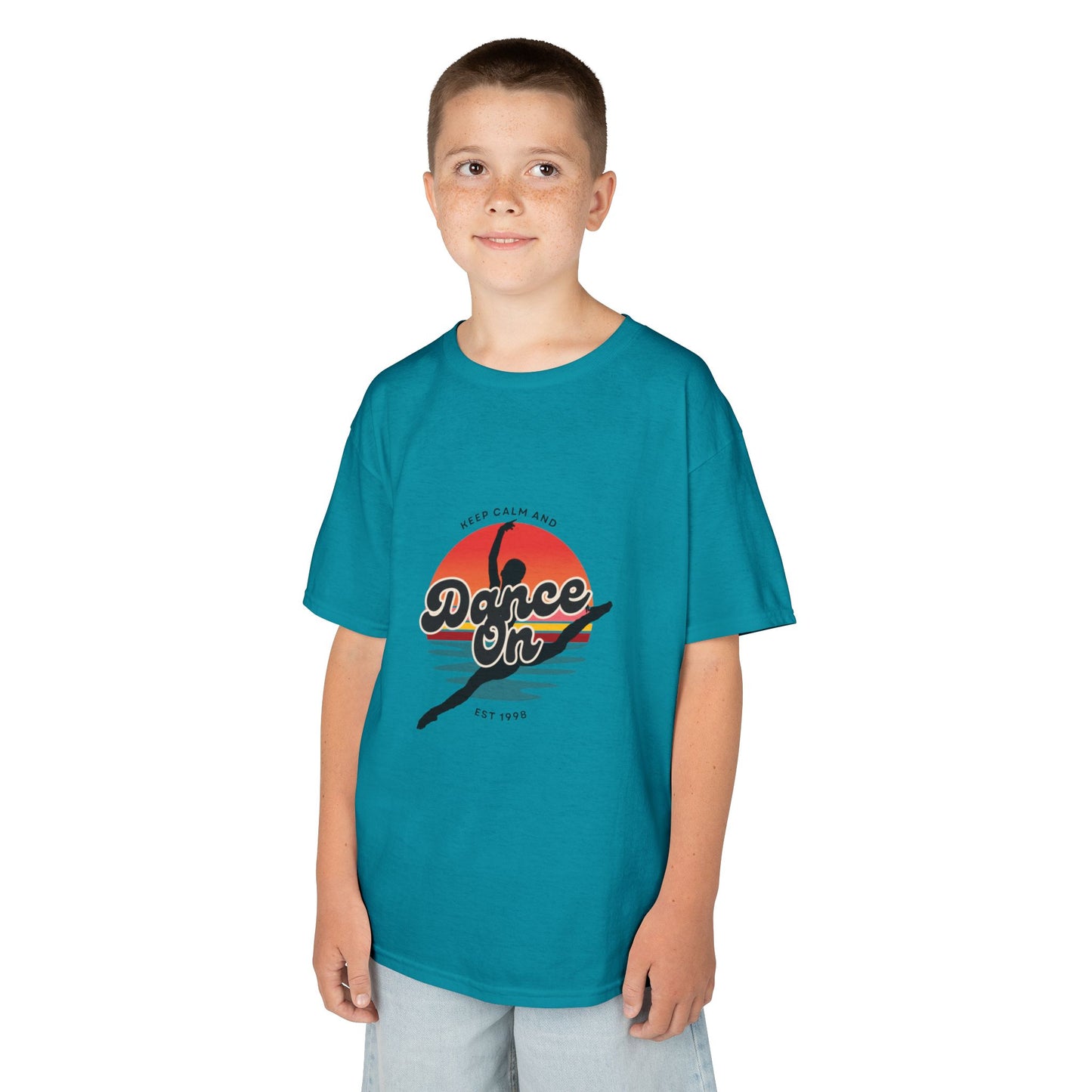 "Keep Calm and Dance On" Youth Short Sleeve Tee – Retro Graphic Dance Shirt for Kids and Young Performers