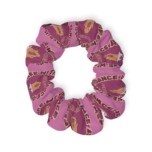 “Life Without Dance Is Pointeless” Scrunchie – Funny Ballet Pun Hair Accessory with Cute Dancing Capybara Graphic