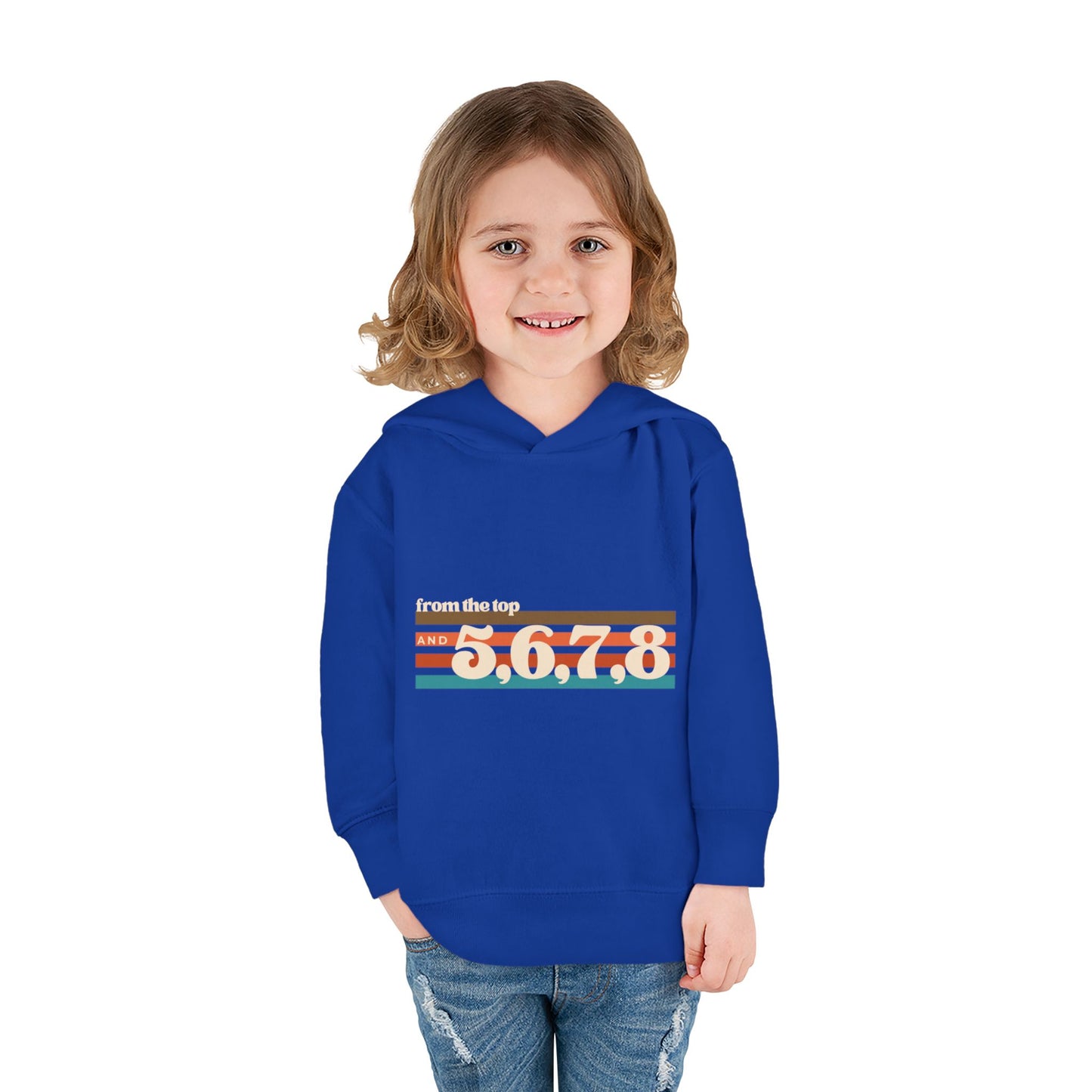 "From the Top and 5, 6, 7, 8" Toddler Pullover Hoodie – Retro Dance Rehearsal Graphic Fleece Sweatshirt for Kids