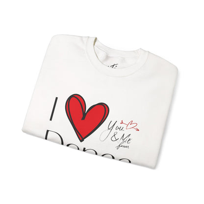 "I Love Dance" Unisex Crewneck Sweatshirt – Hand-Drawn Heart & Note Graphic Dance Lover Pullover