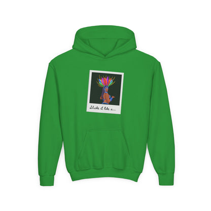 "Shake It Like a..." Youth Hooded Sweatshirt – Carnival-Inspired Samba Dancer Graphic Fleece Hoodie for Kids and Teens