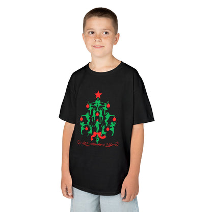"Christmas Tree Dancer Silhouette" YOUTH TEE Short Sleeve – Festive Ballet & Dance Holiday Tee for Dancers, Teachers, and Studios