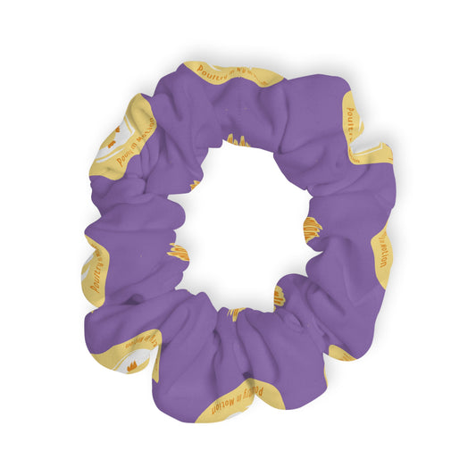 “What do you call a dancing chick? Poultry in Motion” Scrunchie – Funny Dance Pun Hair Accessory with Cute Dancing Chicken Graphic