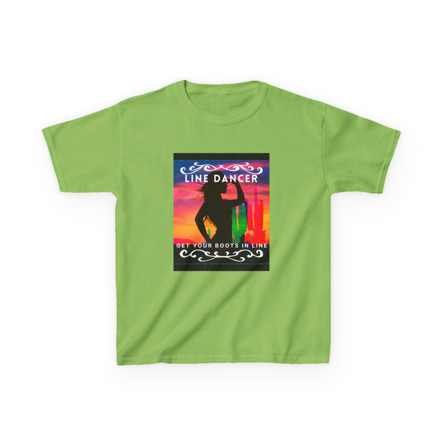 "Line Dancer – Get Your Boots in Line" Youth Short Sleeve Tee – Western-Inspired Country Dance Shirt for Kids