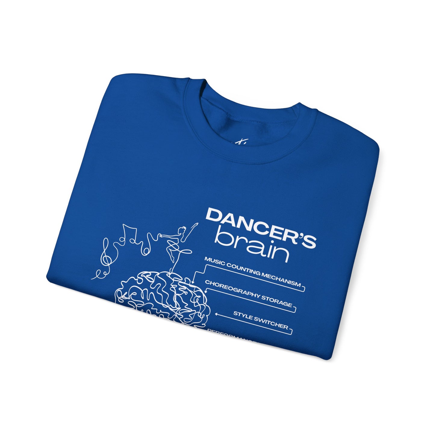 “Dancer’s Brain” Funny Dance Anatomy Sweatshirt – Unisex Heavy Blend Crewneck with Optional Name or Studio Personalization