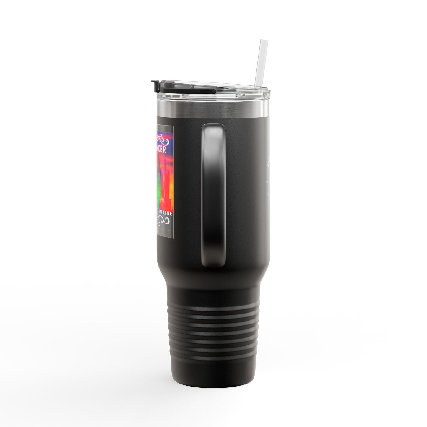 "Line Dancer, Get Your Boots In Line" 40oz Insulated Travel Mug – Cowgirl Dance-Themed Tumbler for Country Western Lovers