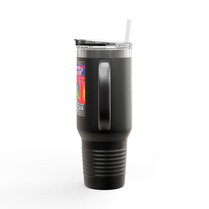 "Line Dancer, Get Your Boots In Line" 40oz Insulated Travel Mug – Cowgirl Dance-Themed Tumbler for Country Western Lovers