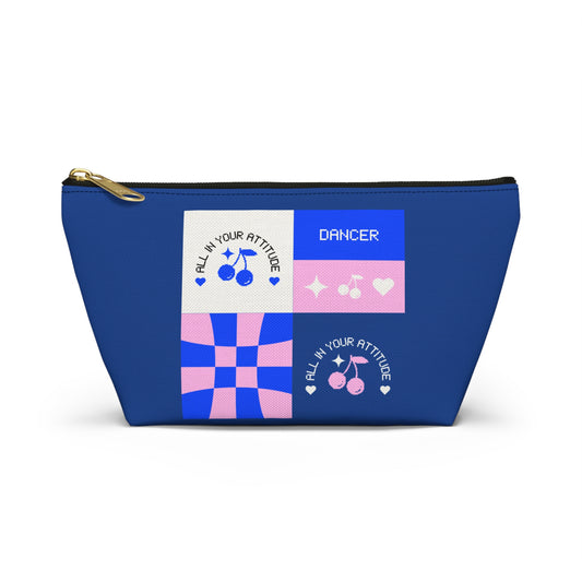 "Dancer - All in Your Attitude" Makeup Bag – Cute Retro Dance Graphic – Inspirational Dance-Themed Zipper Pouch for Cosmetics, Accessories & Gifts