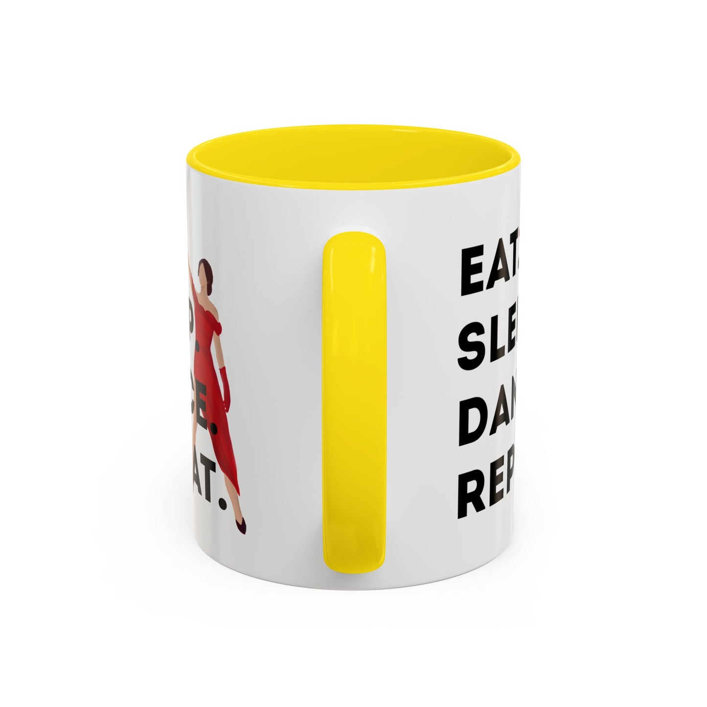 "Eat Sleep Dance Repeat" Accent Coffee Mug – Bold Dancer Graphic Ceramic Mug for Dance Lovers