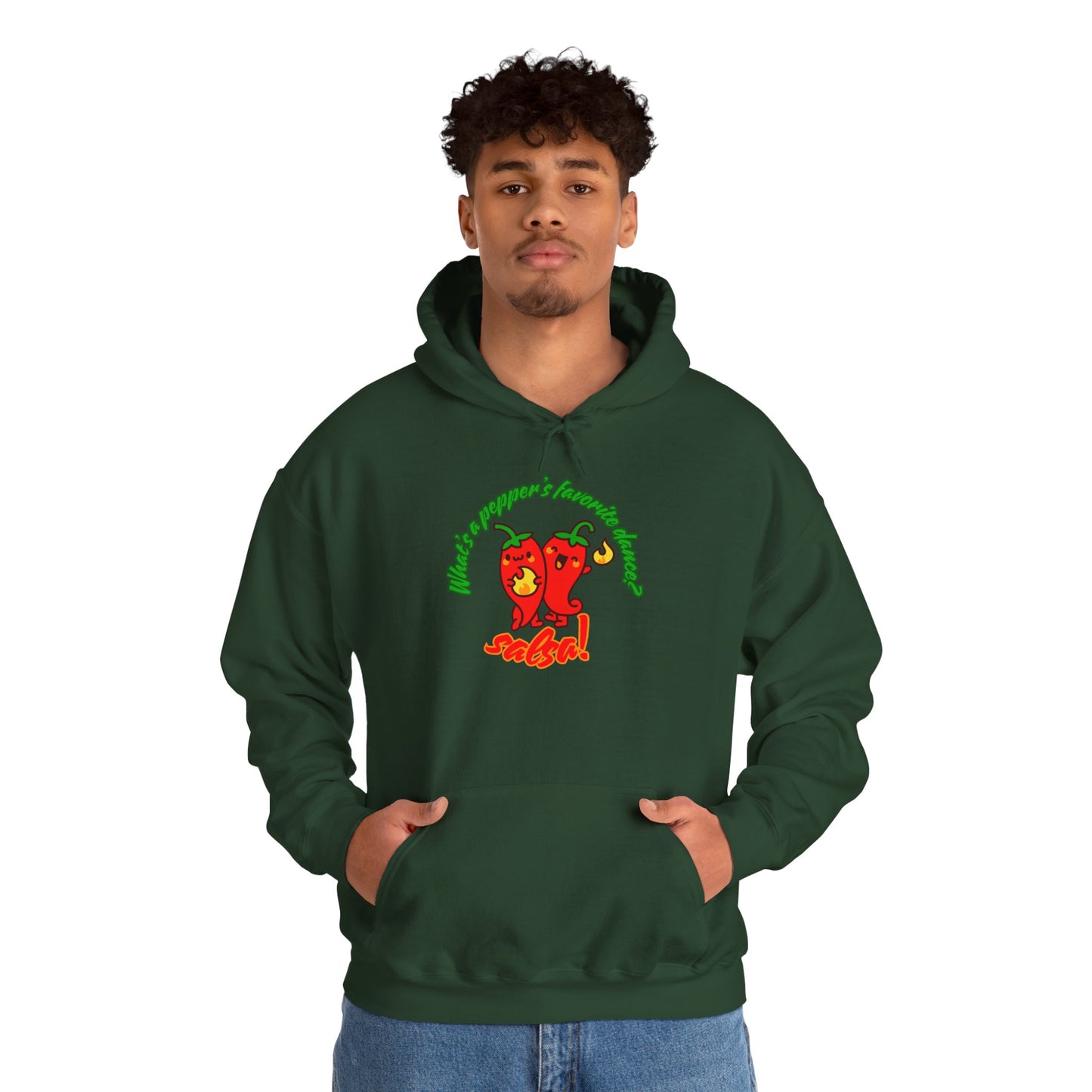 "What’s a Pepper’s Favorite Dance? Salsa!" Unisex Hooded Sweatshirt – Funny Dance Pun Hoodie with Cute Pepper Graphic for Dancers & Foodies