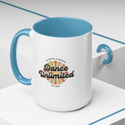 "Dance Unlimited – Potential & Growth" Accent Coffee Mug – Retro-Inspired Ceramic Mug for Dancers and Creative Dreamers