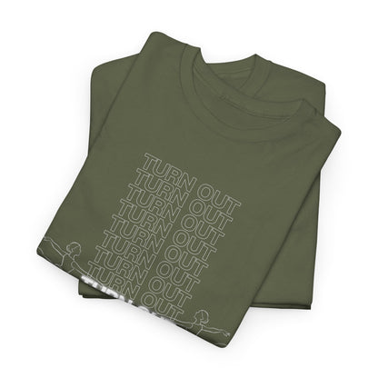"Turn Out" Ballerina Graphic Unisex Heavy Cotton Tee – Ballet Dance T-Shirt for Dancers & Dance Enthusiasts