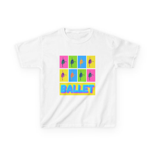 "Ballet" Youth Short Sleeve T-Shirt – Pop Art Inspired Design with Ballet Dancer Graphics – Dance Apparel for Kids