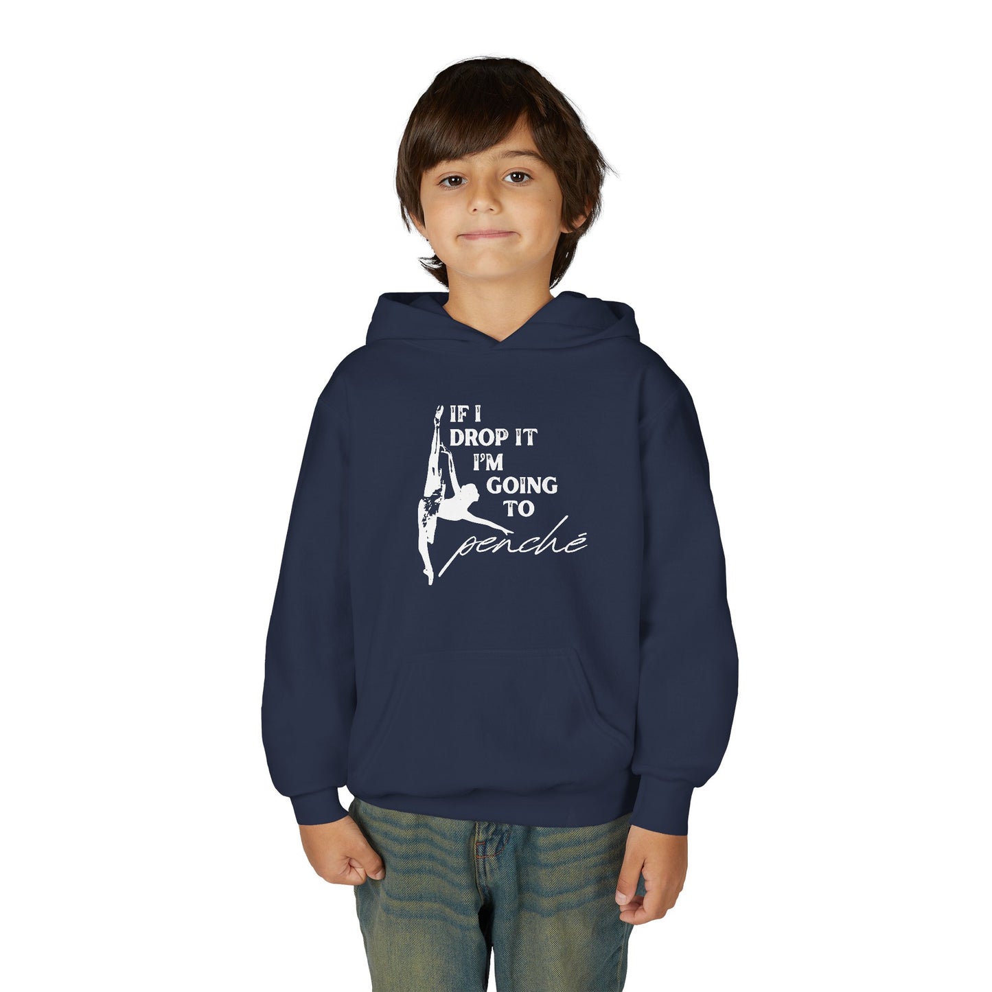 “If I Drop It, I’m Going to Penché” Unisex Youth Hoodie with Ballet Dancer Graphic – Funny Dance Hoodie for Kids & Teens, Personalized with Name or Studio