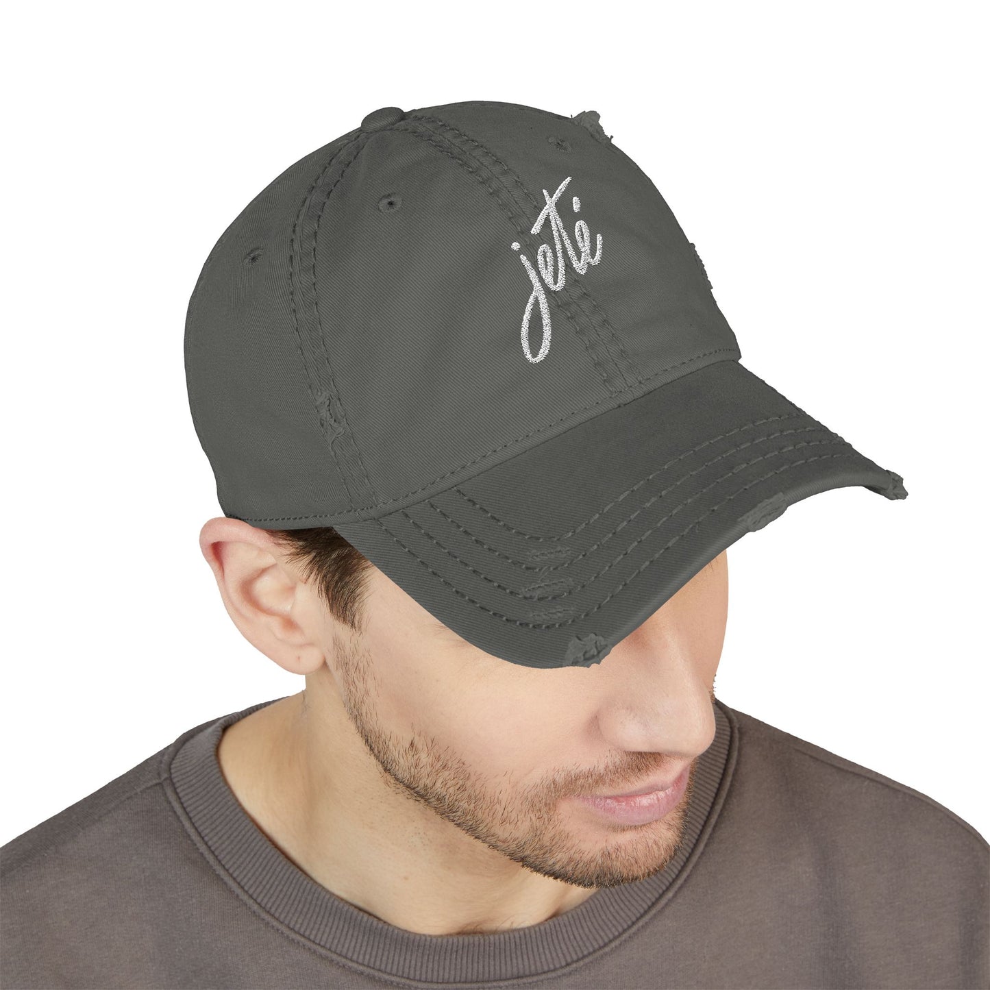 “Jeté” Embroidered Dance Logo - Unisex Distressed Baseball Cap – Vintage-Style Adjustable Hat for Dancers & Dance Lovers