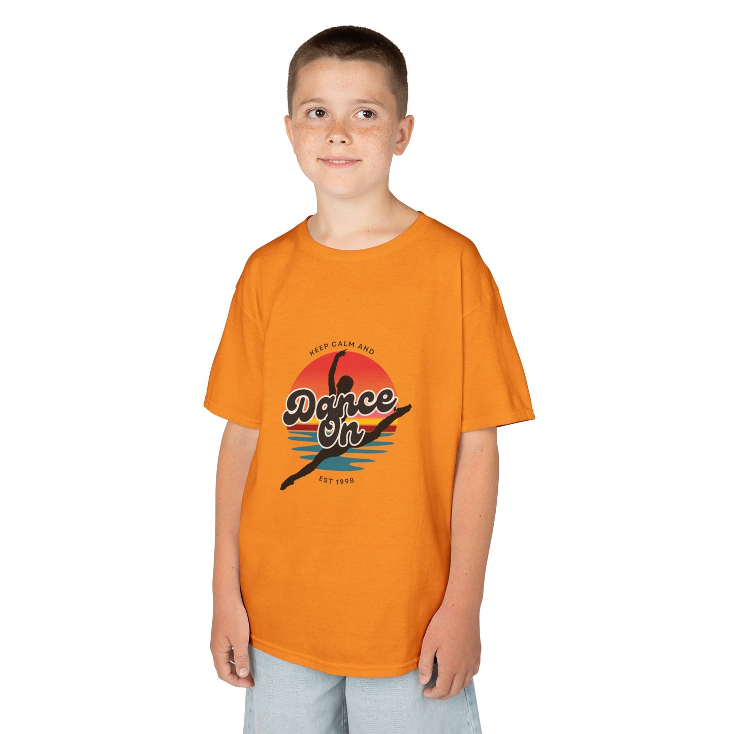 "Keep Calm and Dance On" Youth Short Sleeve Tee – Retro Graphic Dance Shirt for Kids and Young Performers