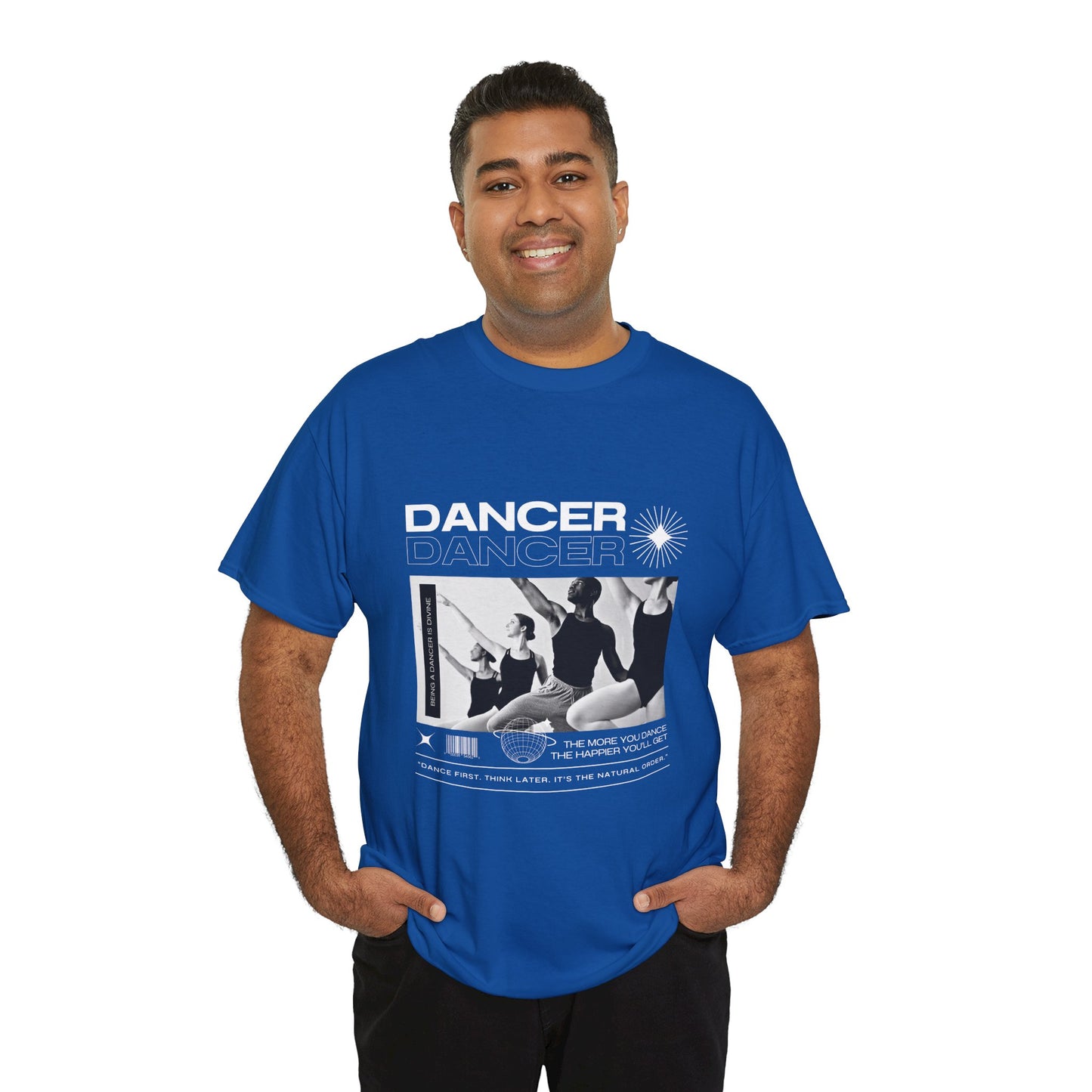"Dancer" with ballet dancers at the Barre - Unisex Heavy Cotton Tee | Streetwear-Inspired Ballet Training Graphic T-Shirt for Dance Lovers