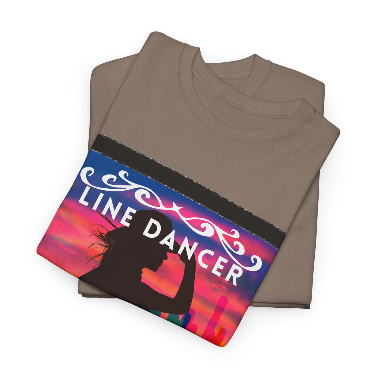 "Line Dancer" Unisex Heavy Cotton T-Shirt – Western Country Dance Graphic Tee – 'Get Your Boots in Line' Cowboy-Inspired Shirt