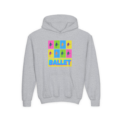 “Ballet” Pop Art Inspired Design with Ballet Dancer Graphics | Streetwear Ballet Hoodie for Kids & Young Dance Enthusiasts | Unisex Youth Hoodie